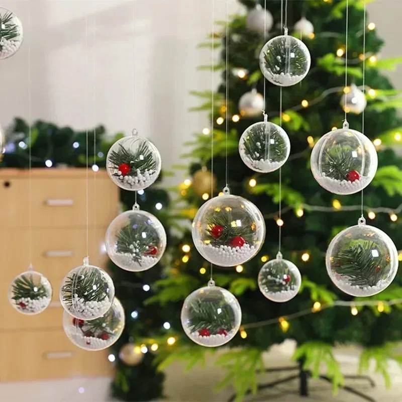 20/1pcs Christmas Transparent Fillable Bauble Ornaments