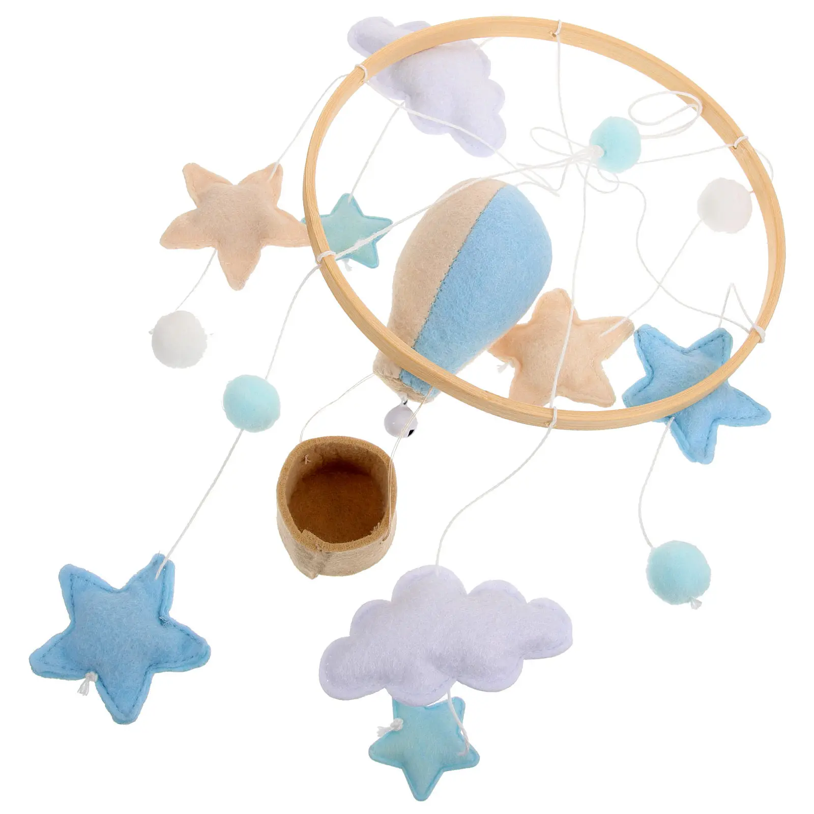 Wiegmobiel voor meisjes, ontwerp wolk en luchtballon, hangende decoratie, kinderkamer, babybed, hangende decoratie