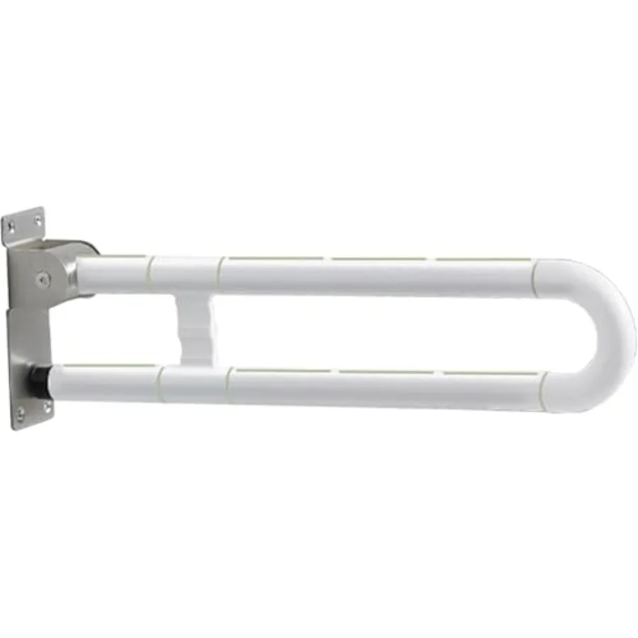 

23.6 Inch Anti-Slip U Shaped Flip-Up Toilet Grab Bar with Luminous Stainless Steel Bathroom Safety Handrail for Elderly in Whit