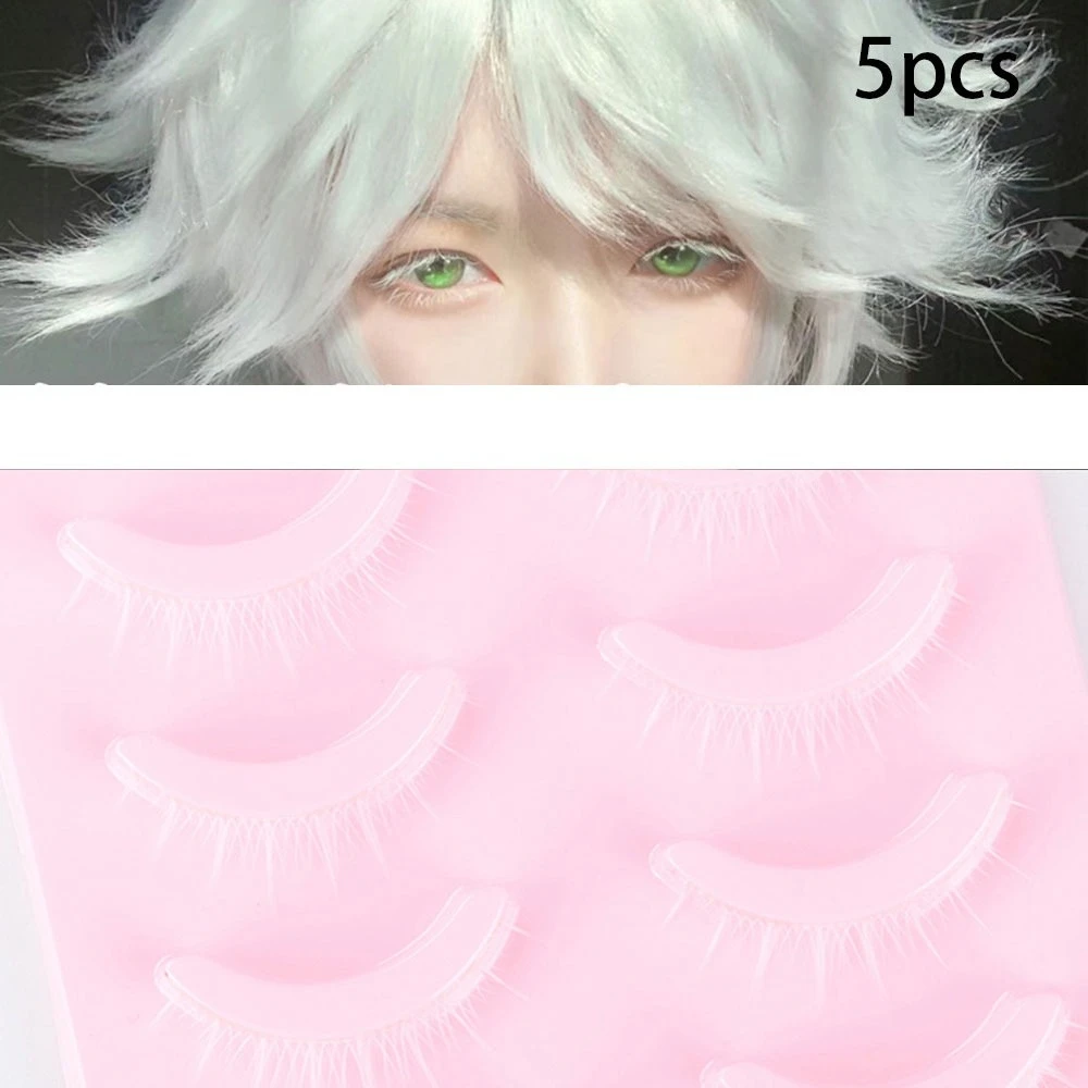 5/10 Pairs White Comics False Eyelashes Set Cosplay Show Natural DIY False Lashes Extension Reusable Manga Eye Makeup