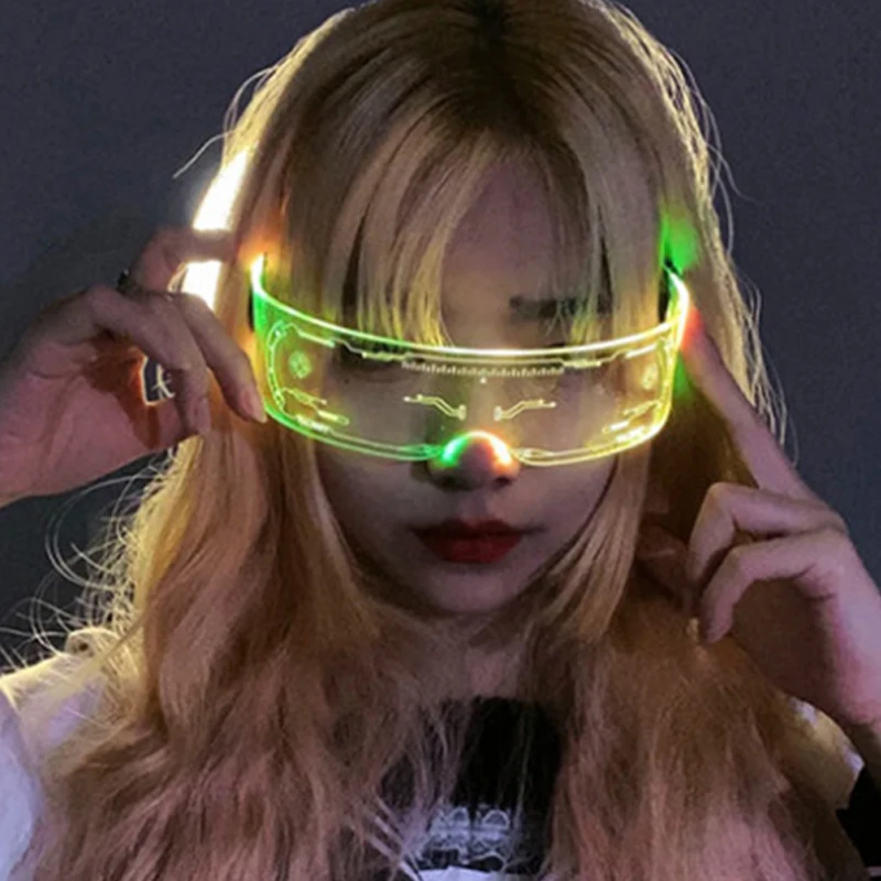 Led Technology Glasses Cool Concert DJ Supplies Colorful Light Up Futuristic Transparent Glasses Colorful Robot Star Led Glasses
