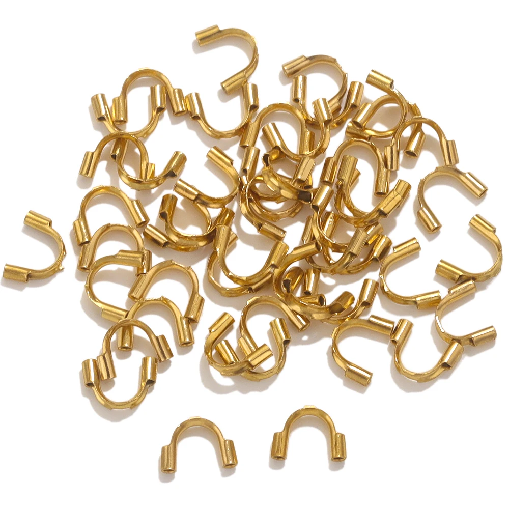 50pcs Stainless Steel U Shape Wire Protectors Wire Guard Guardian Protectors Loops Jewelry Connector Findings Accessories