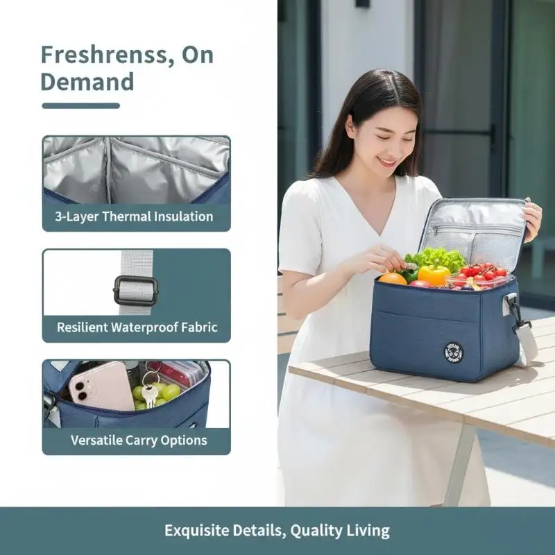 Upgraded Version Insulated Lunch Bag Large-capacity Storage Handbag Waterproof Lunch Box Aluminum Foil Thick Student Lunch Bag