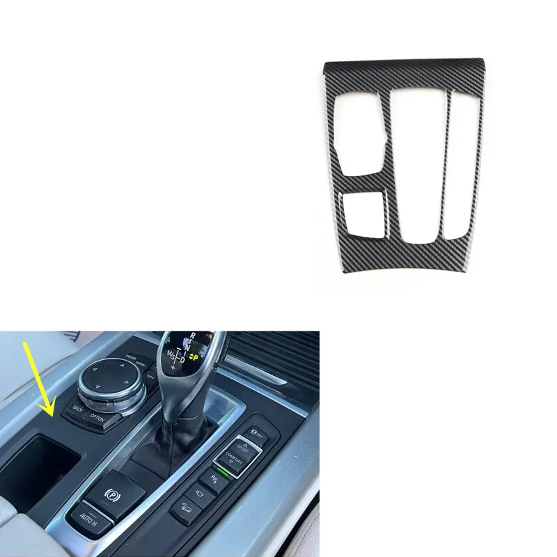 For BMW X5 F15 2014-2018 Right Hand Drive Plastic Carbon Fiber Style Decorative Accessory Car Interior Gear Door Trims Stickers image 3