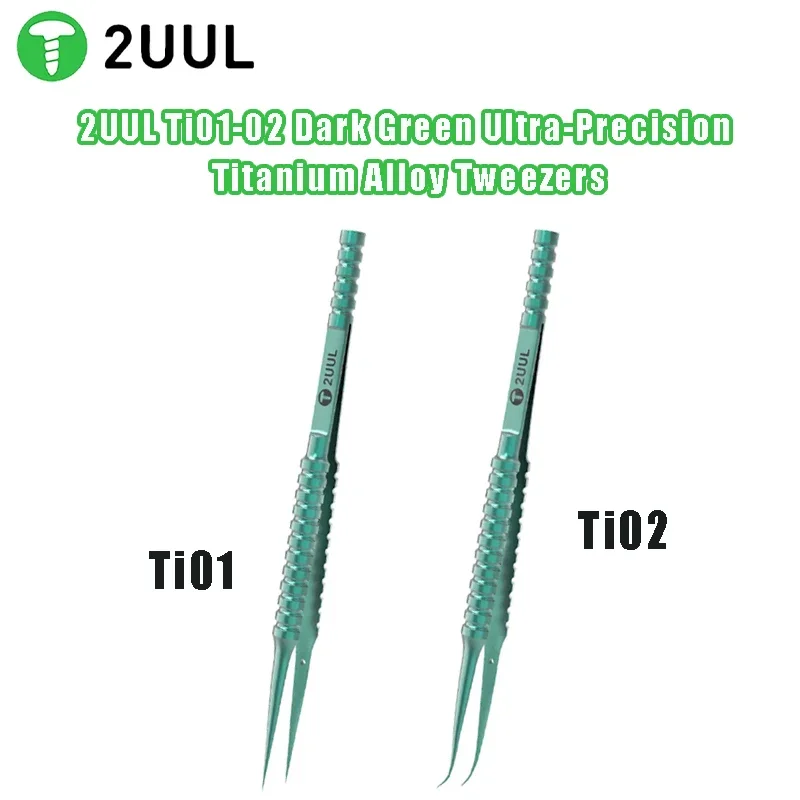 2UUL Ti01-02 Titanium Alloy Ultra‑Precise Tweezers Anti‑Magnetic Forceps for Phone Motherboard Flying Wire IC Chip Repair Tools