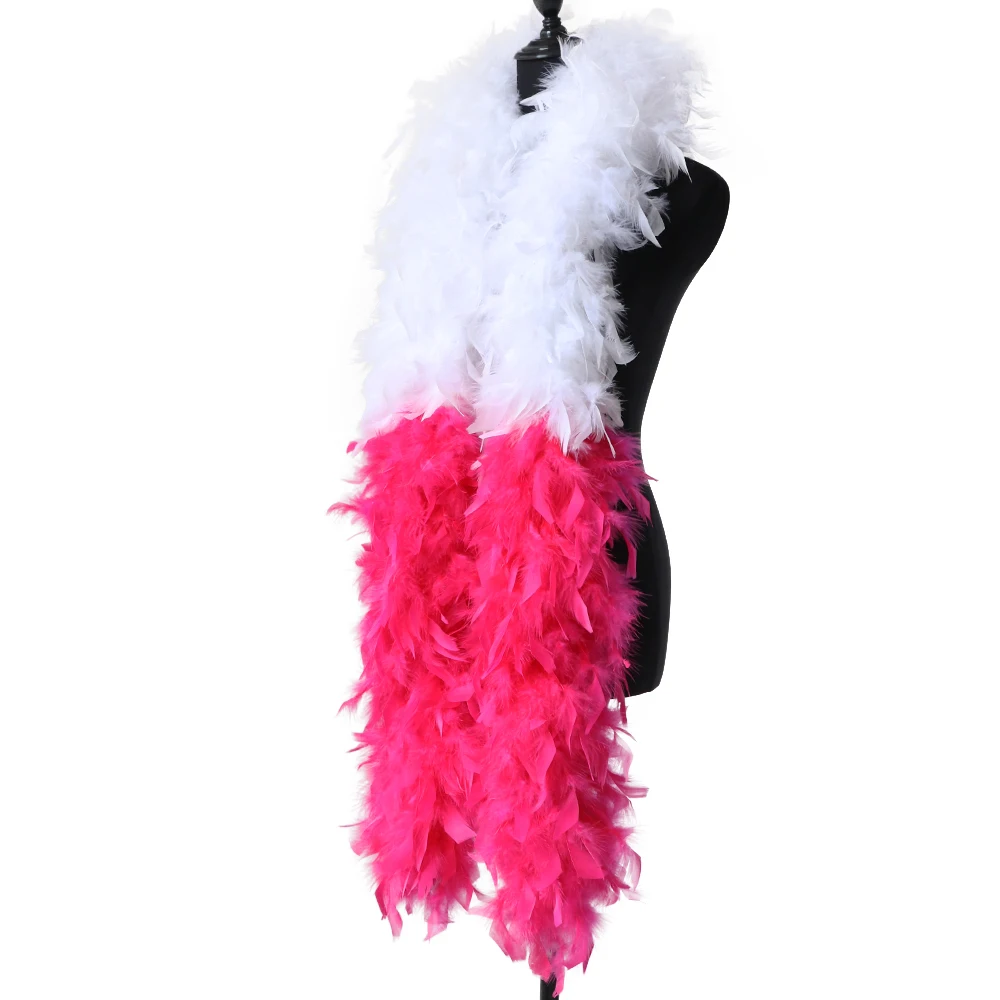 

2Yards Fluffy Turkey Feather Boa Shawl 120g Two-tone Marabou Plumes Ribbon For Wedding Christmas Tree Carnival Decor DIY Crafts