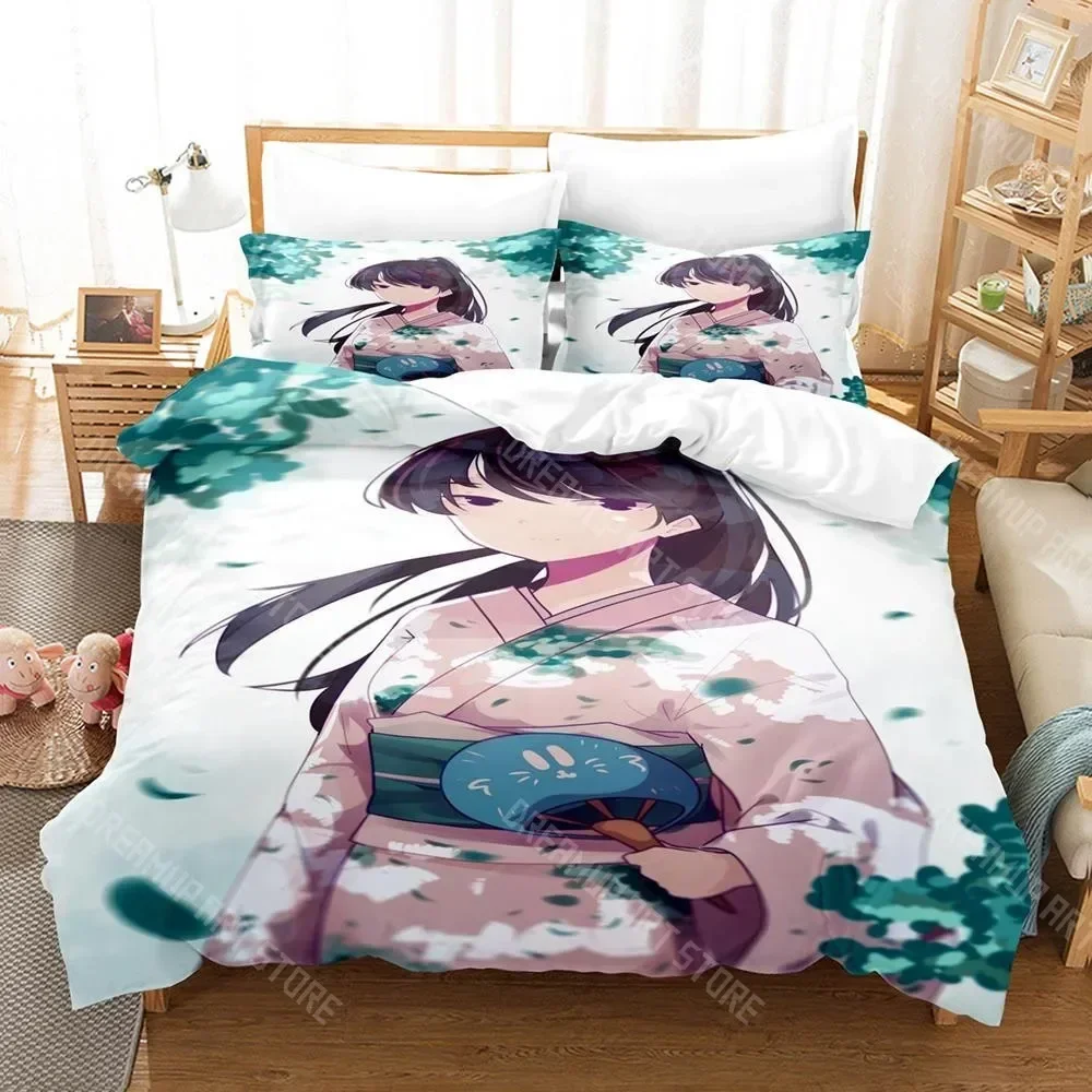 Exquisite 3D Print Komi Cant Communicate Bedding Set Single Twin Full Queen King Size Bed Set Aldult Kid Bedroom Anime Bed Sheet