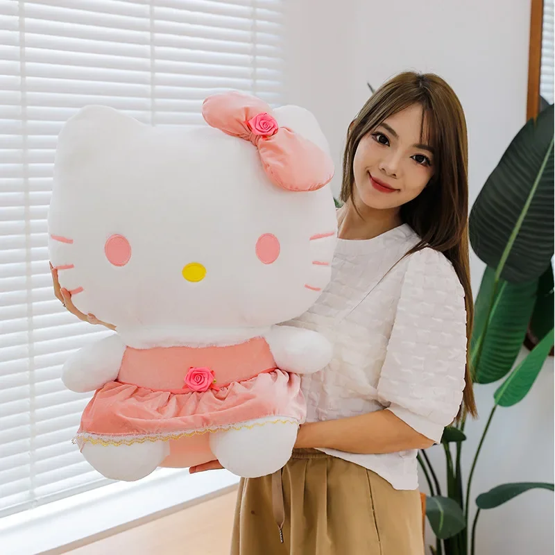 35cm/45cm/65cm Sanrio Hello Kitty My Melody Velvet Rose Plush Stuffed Toy Kuromi Anime Plush Stuffed Doll Cushion Children Gift