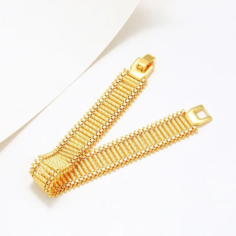 XP Jewelry --( 19 cm x 15 mm ) Wide Domineering Tank Bracelets For Men Women Fashion Jewelry Pure Gold Plated Nickel Free