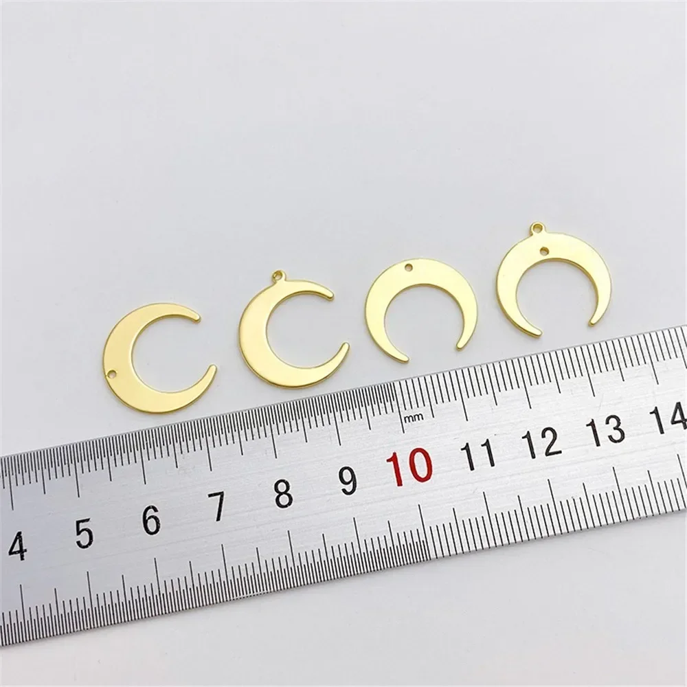 14K Gold-plated Simple Joker Smooth Moon Series Pendant Diy Bracelet Necklace Ear Jewelry Accessories Materials L486