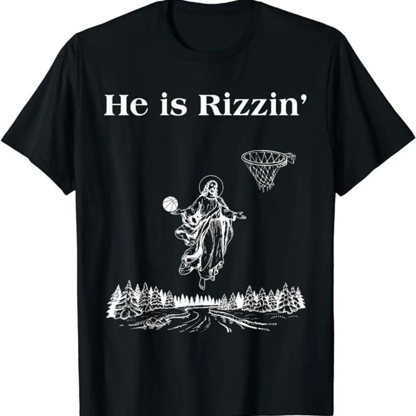 He Is Rizzin Funny Basketball Retro Christian Religious shirt vintage Washed Breathable Slightly Soft Stylish Casual Versatile