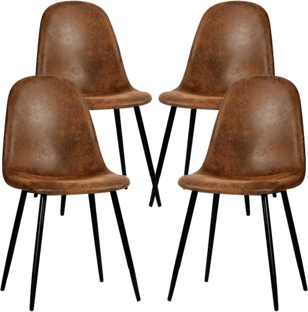 

Dining Chairs Set of 4, Fabric Suede Dining Room Side Seating, Kitchen Chairs with Metal Legs for Living Room,Dark Brown