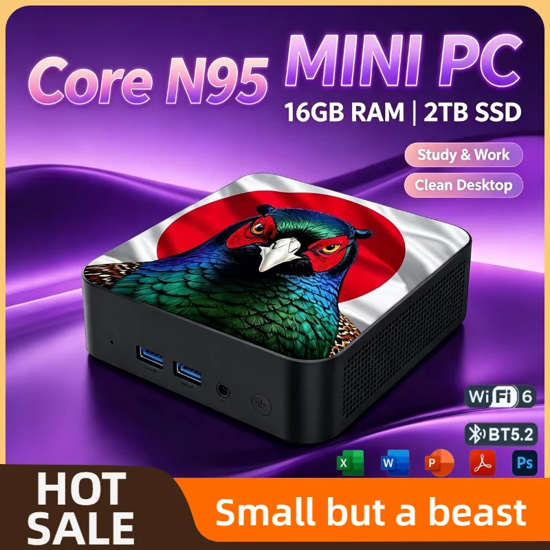 Intel N95 Mini PC 16GB 2TB NVMe SSD Triple 4K HDMI WiFi6 Efficient Cooling Compact Home Office Mini Computer Pro Core Plus