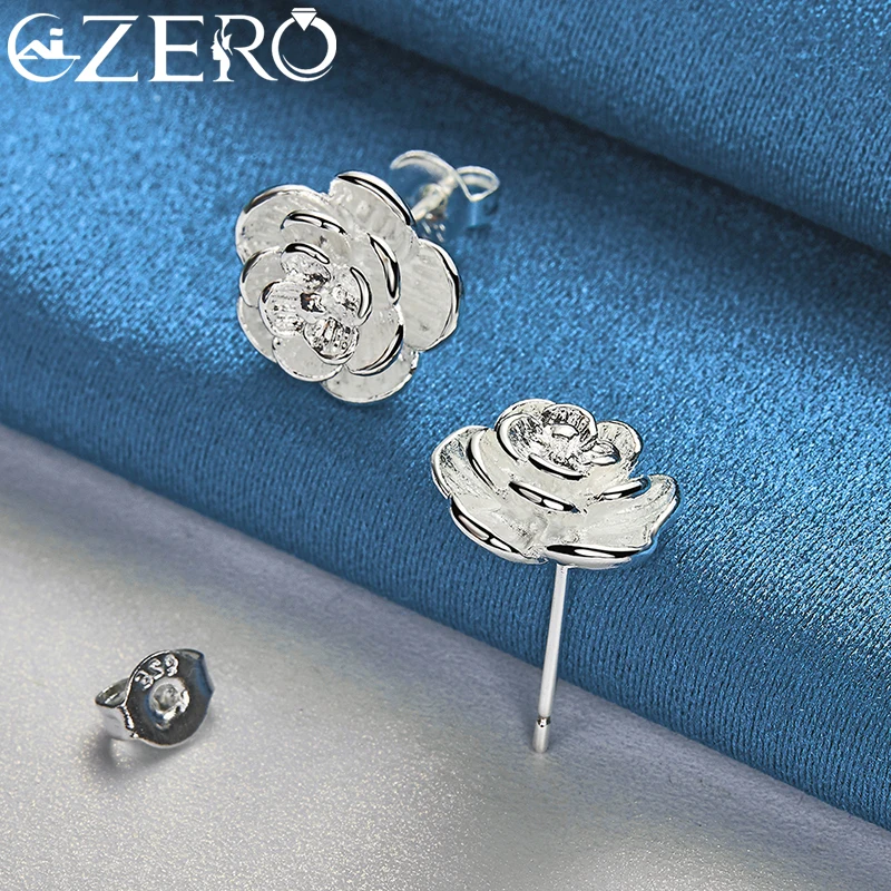 ALIZERO 925 Sterling Silver Jasminum Stud Earrings For Women Fashion Jewelry Wedding Party Charms Sweet Accessories