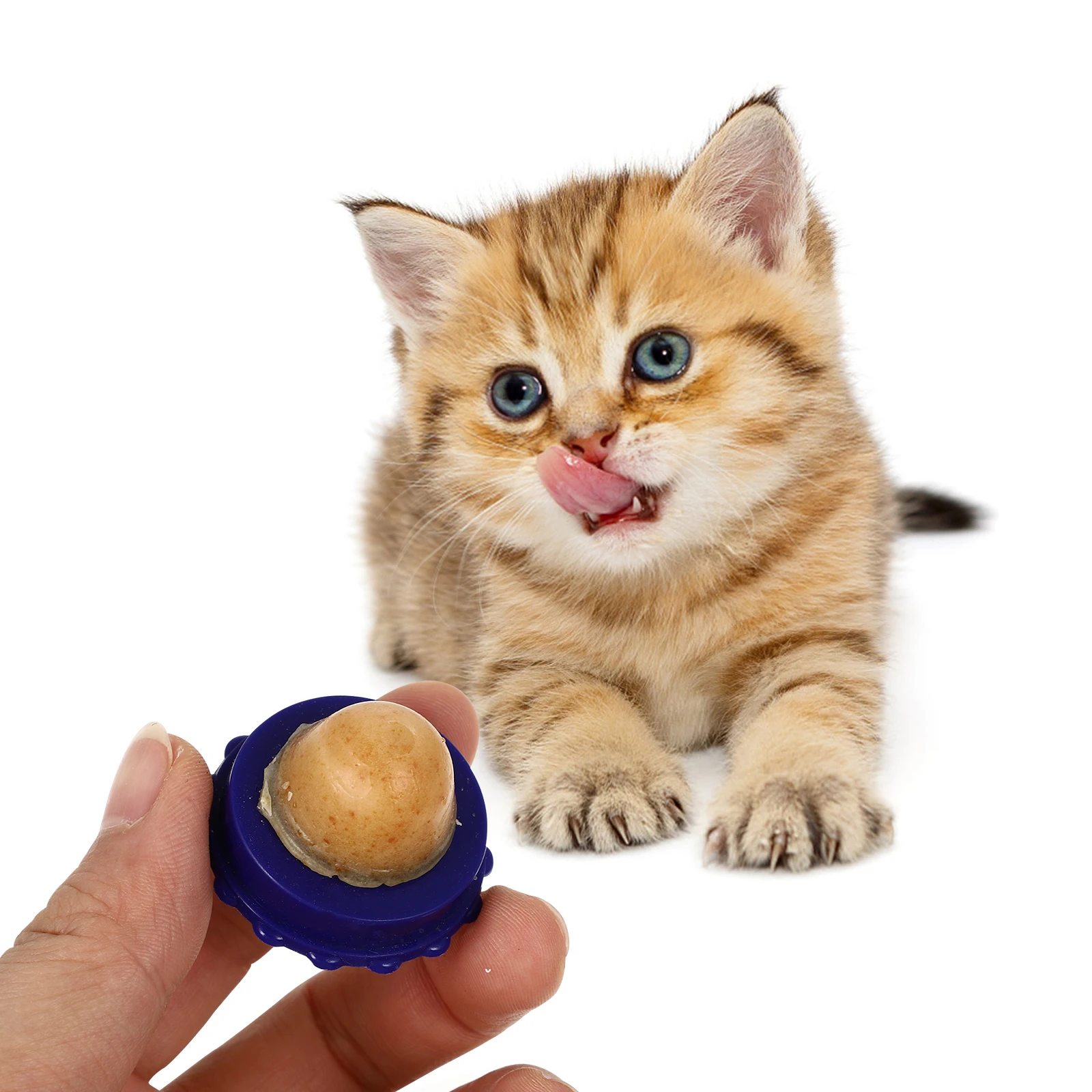 

4pcs Nutrition Candy Healthy Snacks Catnip Energy Balls Transparent Cover Safe Material Improve Movement Cat