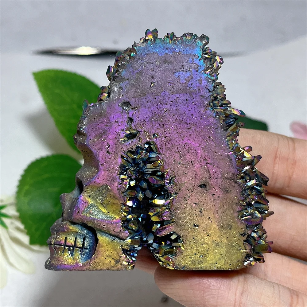 Crystal Natural Skull Aura Cluster Carving Mineral Feng Shui Energy Feng Shui Stone Quartz Energy Mineral Home Decoration