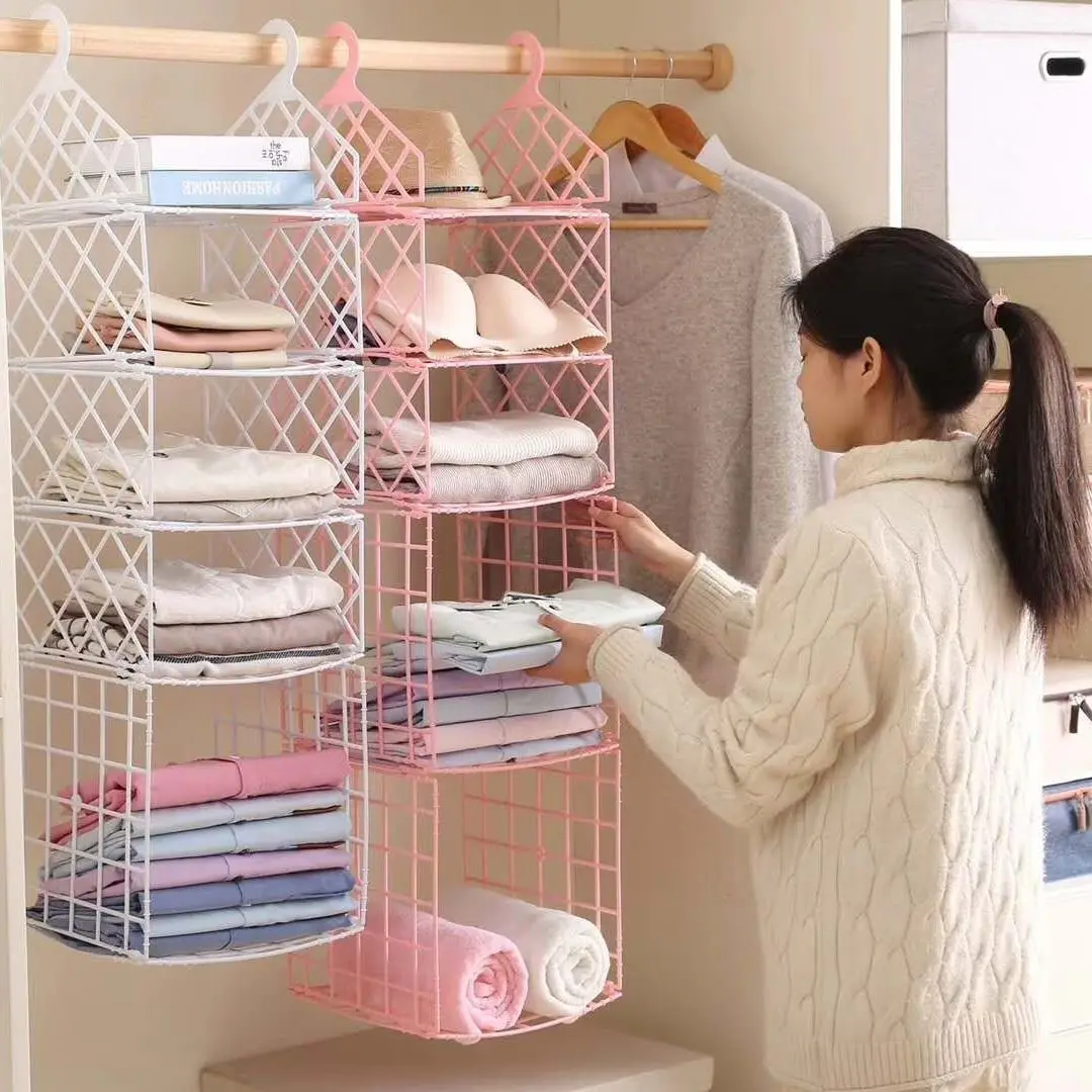 Wardrobe Storage Rack Layered Storage Basket Multifunctional Clothes Arrangement Organization Multilayer Storage Rack