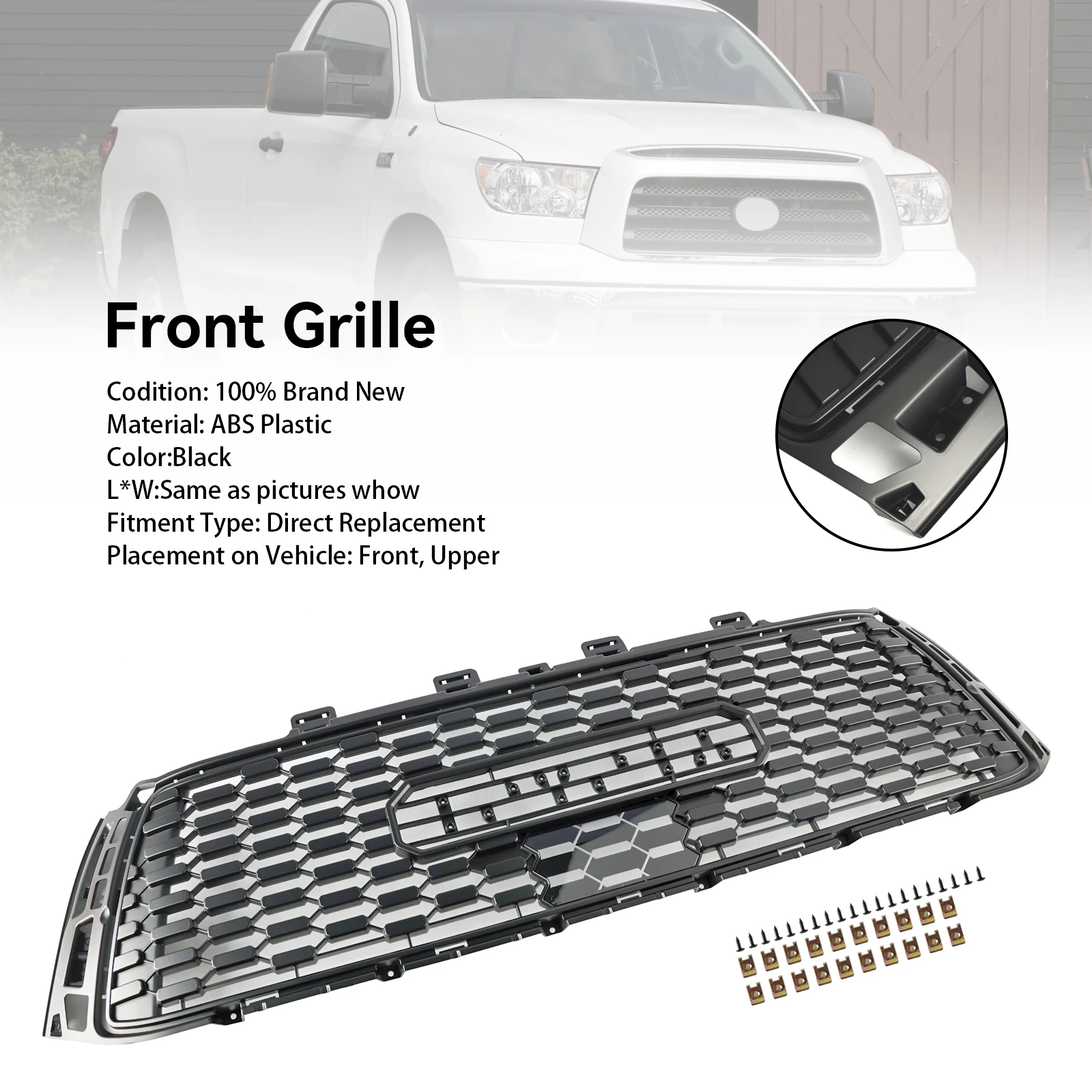 Artudatech Black Honeycomb Front Bumper Grille Grill Fit Toyota Tundra 2010-2013 TRD PRO