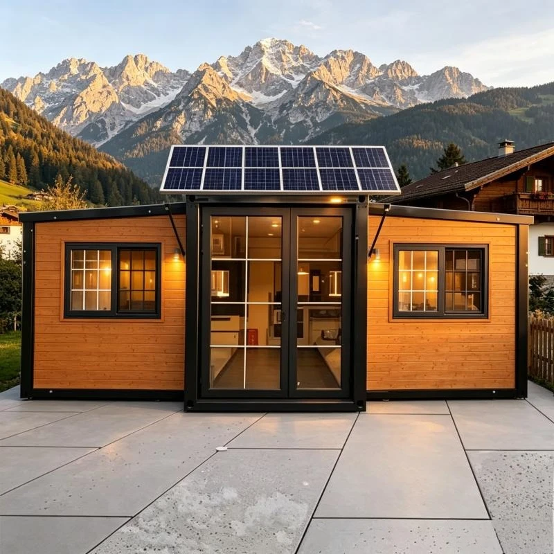 Dual-Wing Expandable Container House 40ft 4 Bedrooms 4 Bathrooms Luxury Steel Villa Fireproof Wrap-Around Deck Contemporary