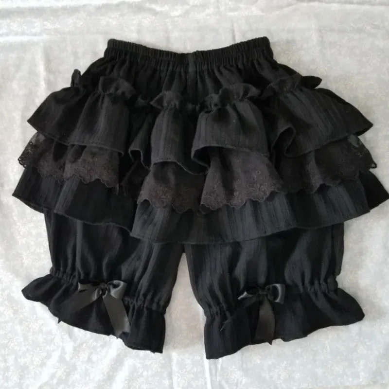 Kawaii Lolita Safety Shorts Women Gothic Pumpkin Panties Sweet Lace Bow Cotton JK Bloomers Victorian Cute Black White Knickers