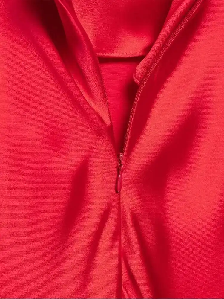 2025 أزياء السيدات مثير رقيقة فستان بكتافة الخامس الرقبة أكمام فساتين ضئيلة الأحمر أنيقة عارية الذراعين مساء حزب فساتين طويلة OAG8 #6