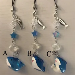 Llavero con encanto de tiburón de verano, accesorio de llavero de ballena inspirado en el tema del mar hecho a mano, Estética de pescado y2k único