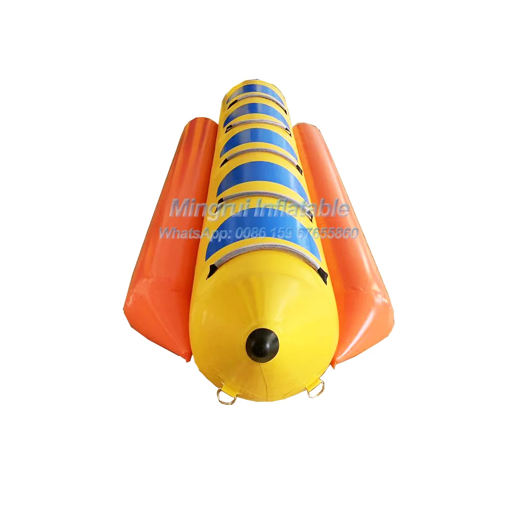 Asiento inflable amarillo y azul para peces voladores, tubo remolcable acuático, Banana, barco de agua para playa, parque acuático, juego, 3/4/5/6/7/8