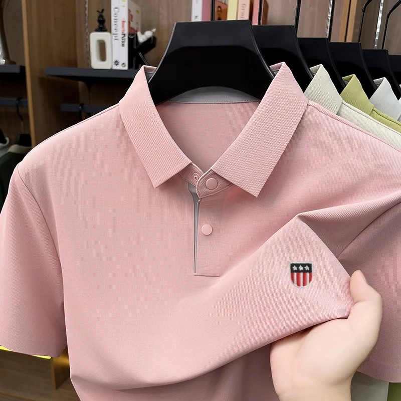 Summer high-quality ice silk cotton breathable short sleeved polo shirt designer brand original embroidered lightweight T-shirt