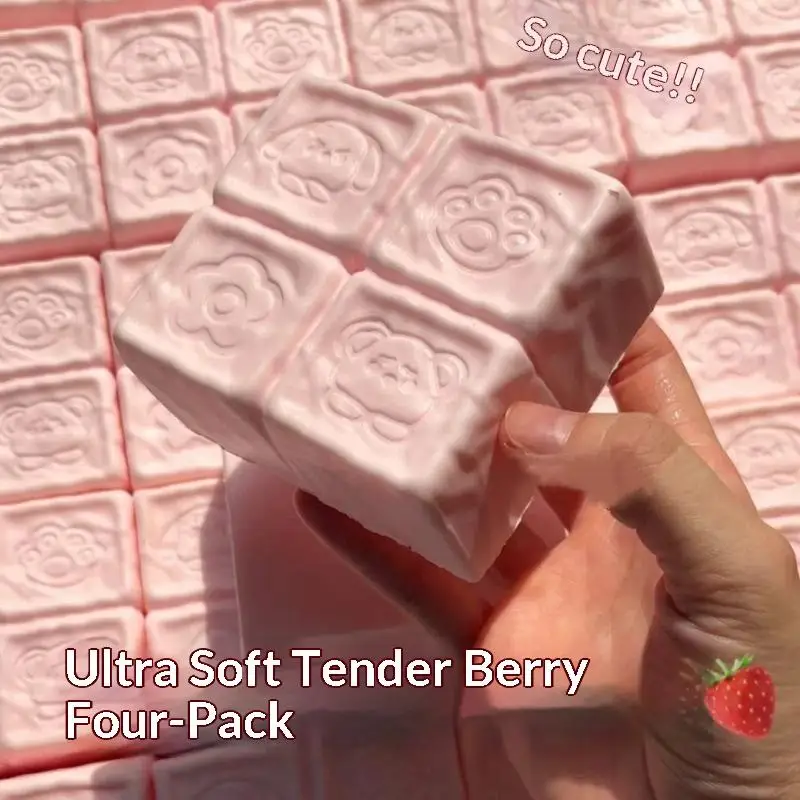New  Strawberry Milk Cube Cake Bread Squeeze Toy Soft Touch Stress Relief Slow Rising Sensory Fidget Toys For Kids Adults