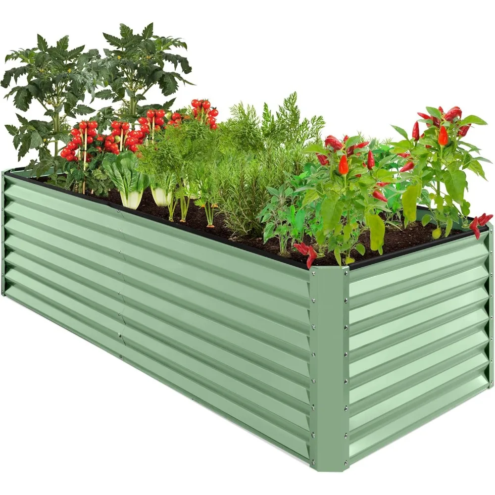 

8x4x2ft Outdoor Metal Raised Garden Bed, Deep Root Planter Box for Vegetables, Flowers, Herbs, and Succulents