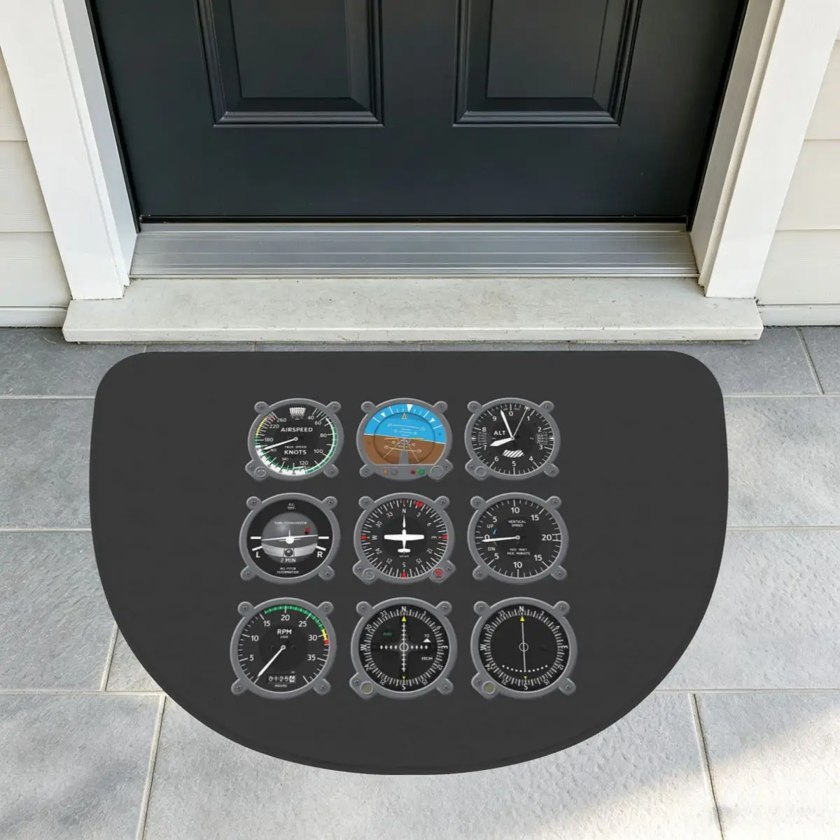 Aircraft Instrumentation Cluster Soft Flannel Half Round Doormat Non Slip Bathroom Mat Absorbent Floor Carpet for Laundry Room