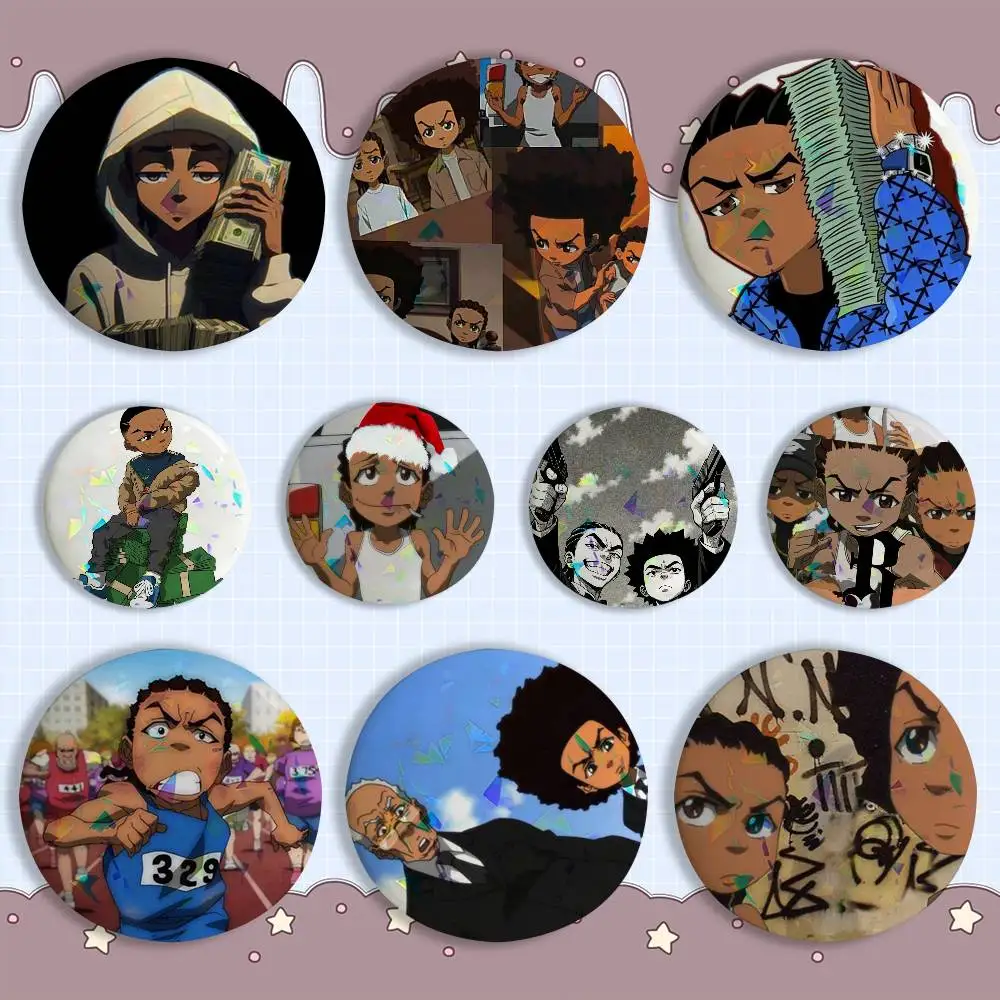

C-cartoon the B-boondocks Creative Round Badge Button Pin Bag Decor Fans Collection Friends Gift Brooch