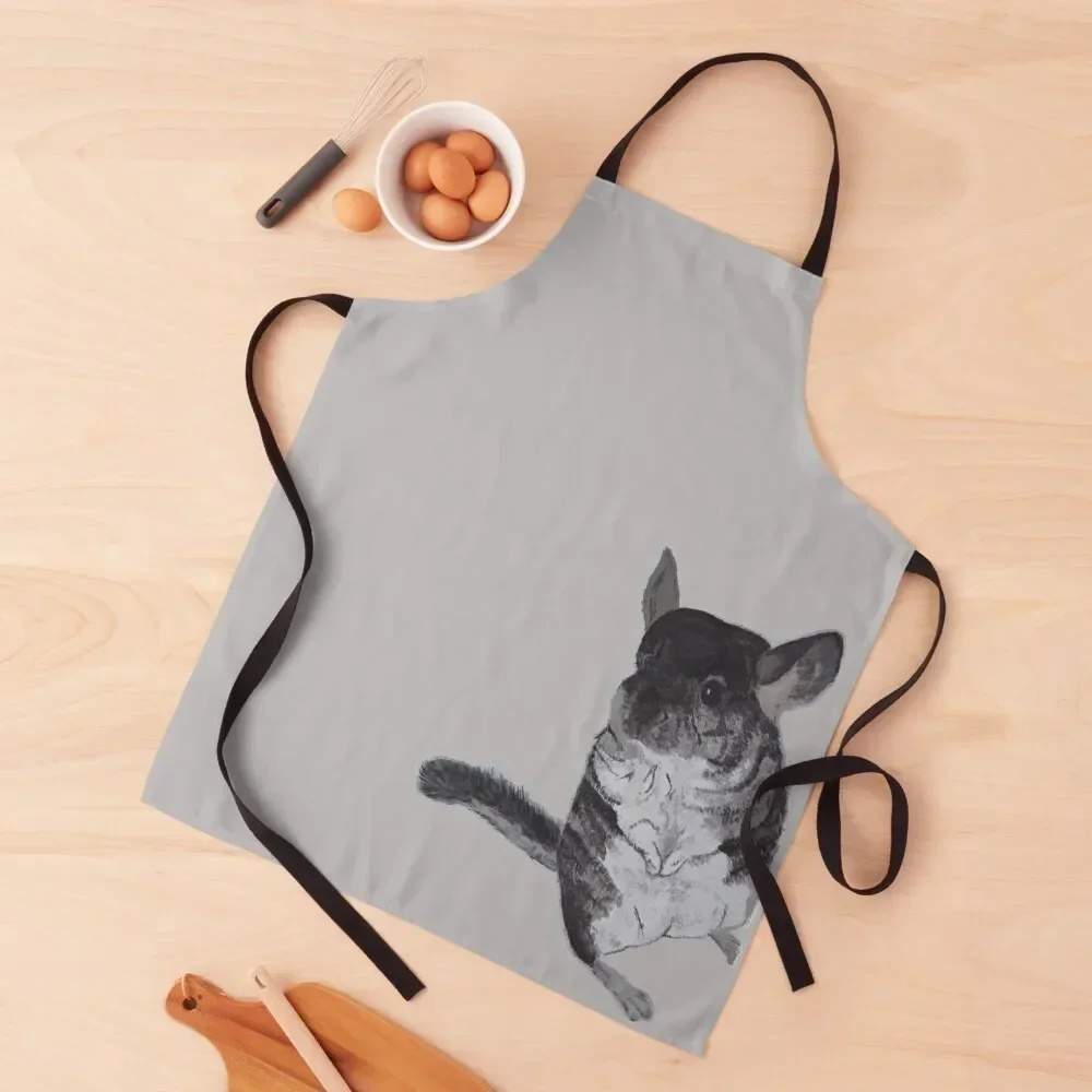 

Grey Chinchilla Watercolor Apron For Kitchen Dress Apron