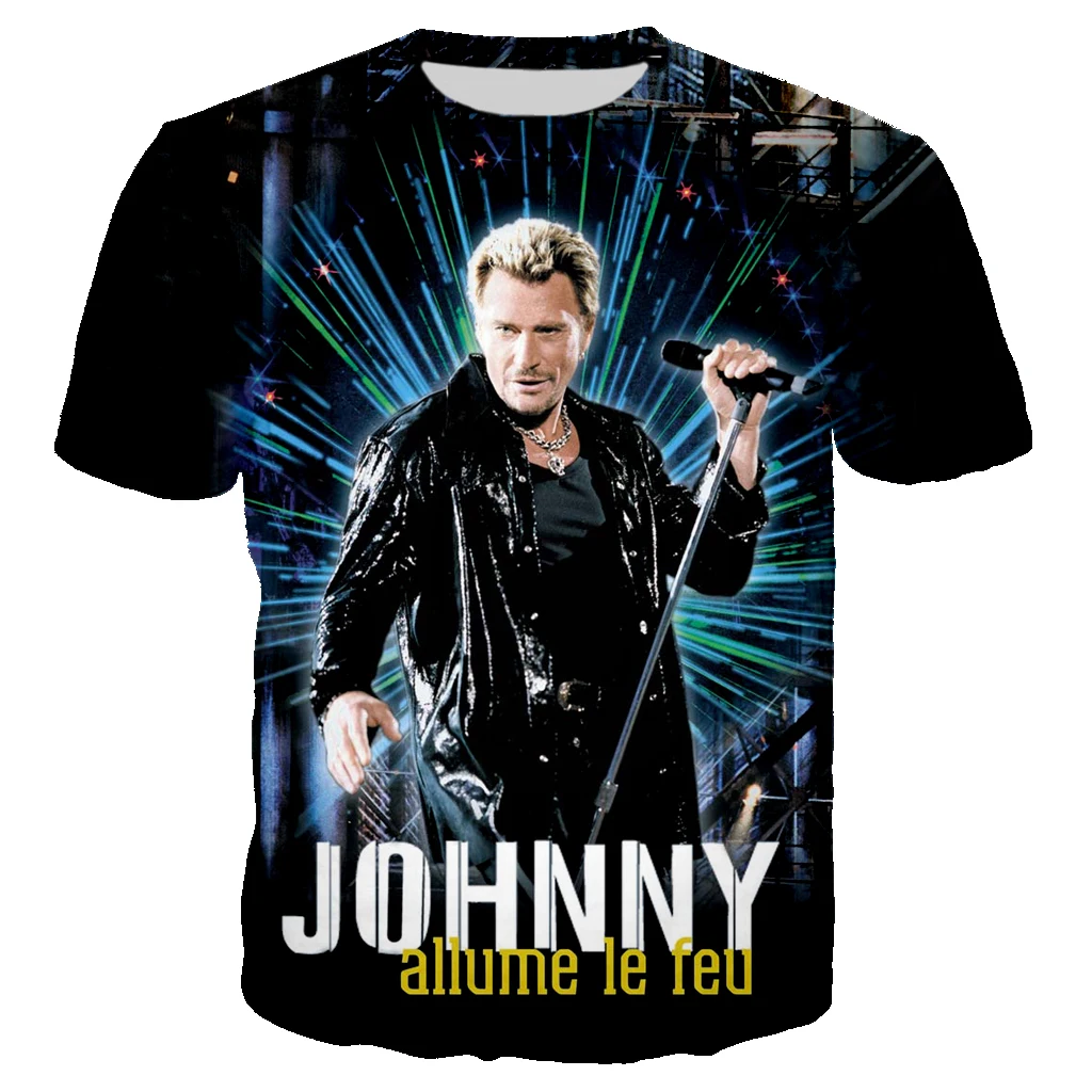 Pop Singer Johnny Hallyday 3D Print T-shirt Men Woman T Shirts Rock Fashion Hip Hop Oversized Harajuku Streetwear Kids Tees Tops