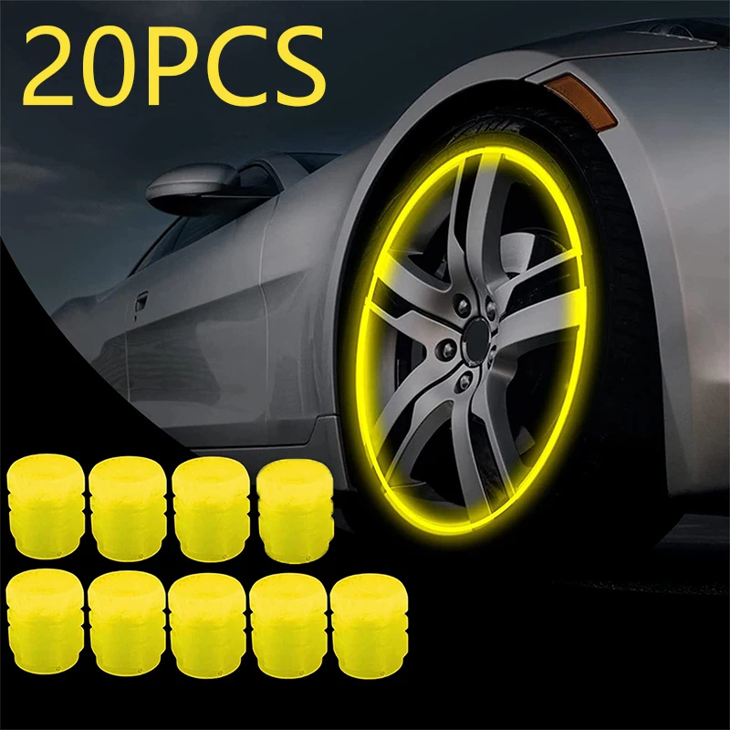 

Luminous Valve Caps Fluorescent Yellow Night Glowing Car Motorcycle Wheel Styling Tyre Hub Universal Cap Decor 4/8/12/16/20Pcs