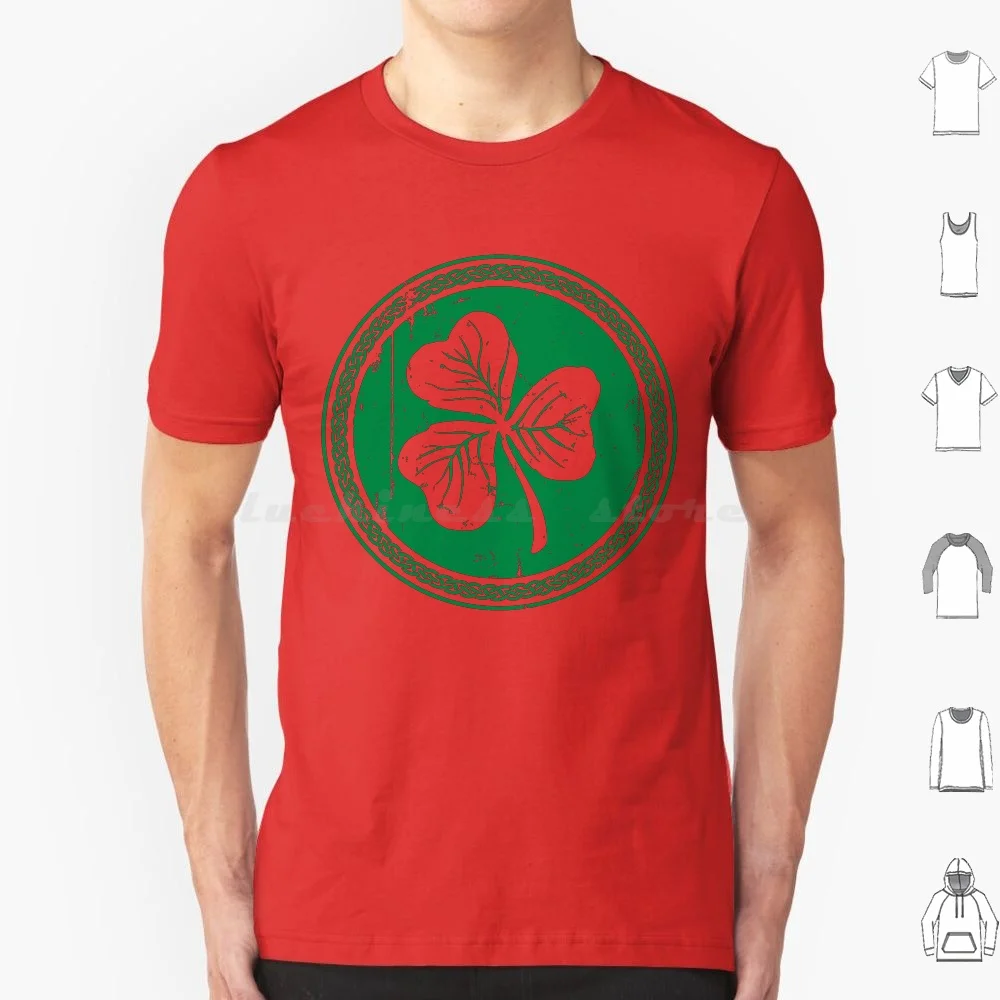 Clover & Braid-Dark Green T Shirt Big Size 100% Cotton Shamrock Clover Three Four Leaf Leafed Green Irish Ireland Eire St Saint