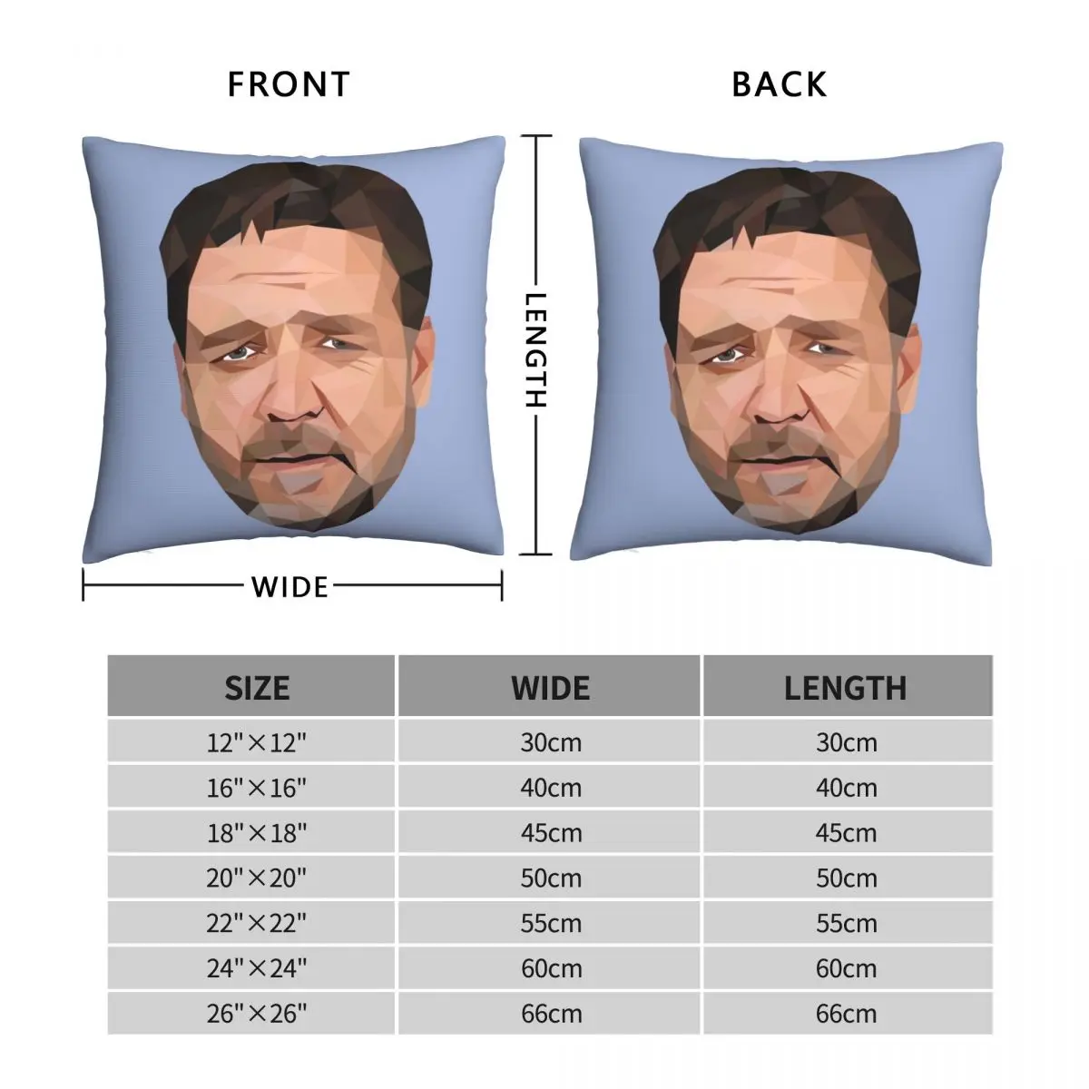 Russell Crowe Low Poly Art Pillowcase Polyester Linen Velvet Pattern Zip Decor Home Cushion Cover