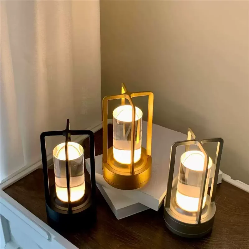 All Aluminum LED Night Light USB Type-C Charging Touch Retro Desk Lamp Outdoor Camping Tent Decoration Atmosphere Lamp