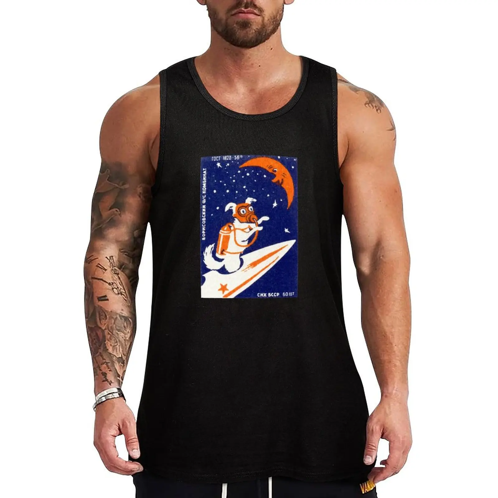 1957 Laika, Space Traveling Dog Tank Top Men's sleeveless basketball t-shirts for Men's gym