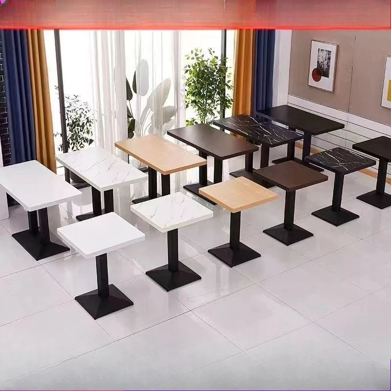 Hotel restaurant rectangular commercial table dessert shop snack bar milk tea restaurant fast food table and chair combination