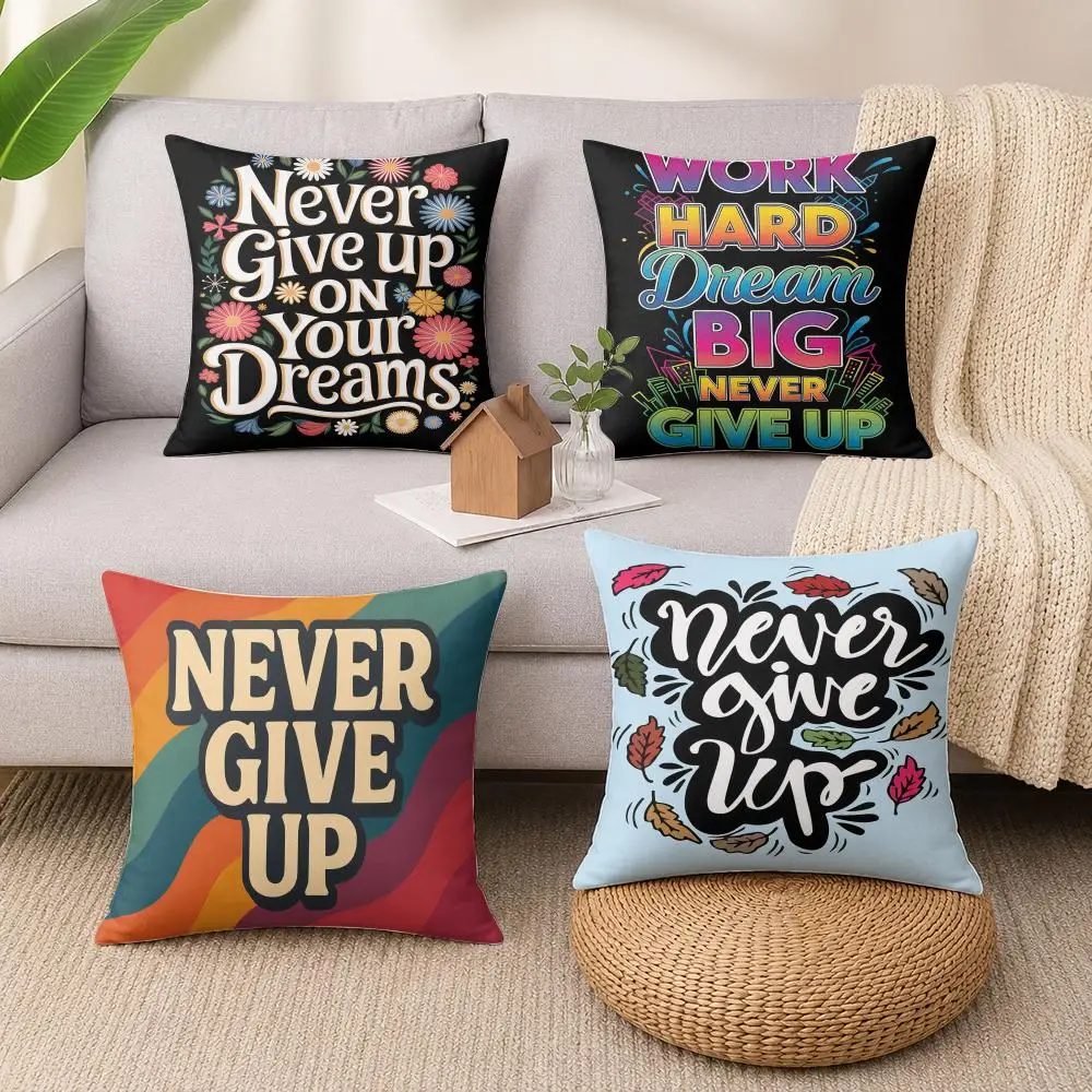 never give up Cushion Cover Luxury Soft Plush Short Fur Cushion Case Warm Cozy Sofa Bed Decorative Home Accent