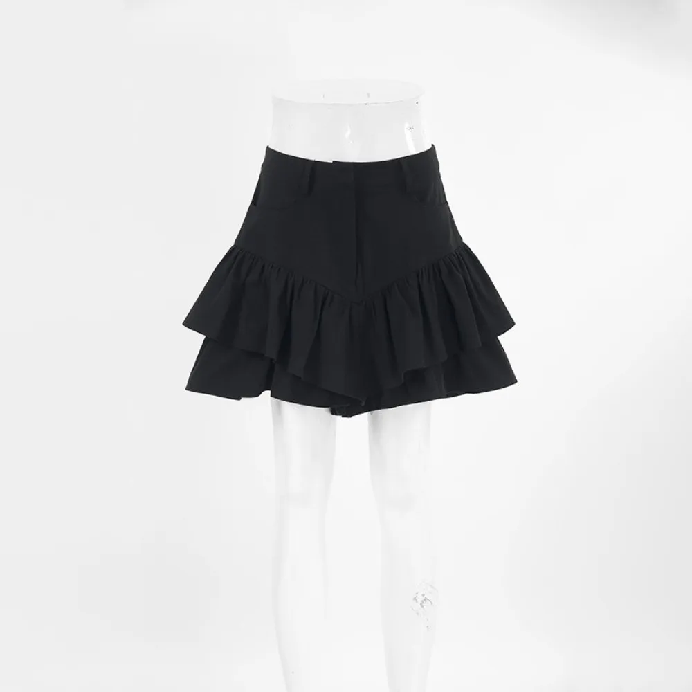 Flowy Cut Ins Style Tiered Skirt Summer Wear Ruffled Tier A line Skirt Loose Silhouette Versatile Match Mini Skirt Daily Outfit