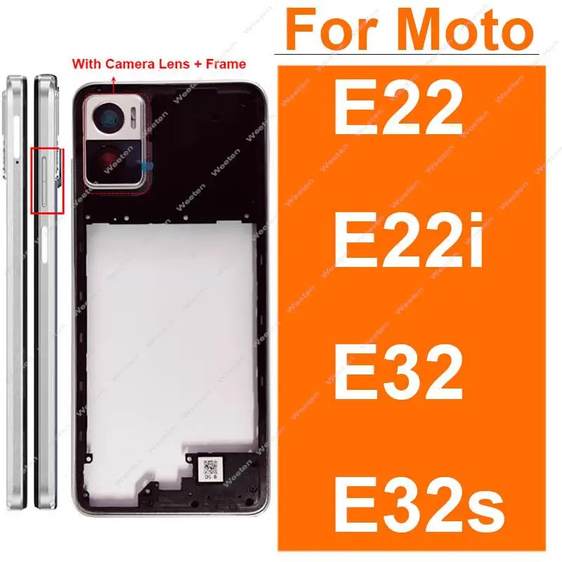 Middelste Frame Hoes Voor Motorola Moto E22 E22i E32 E 32S Middenbehuizing Met Lensframedelen