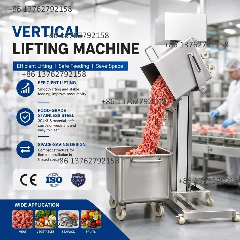 【2026】 Customizable Vertical Lifting Machine Stainless Steel Bin Tipper for Meat Processing Plant