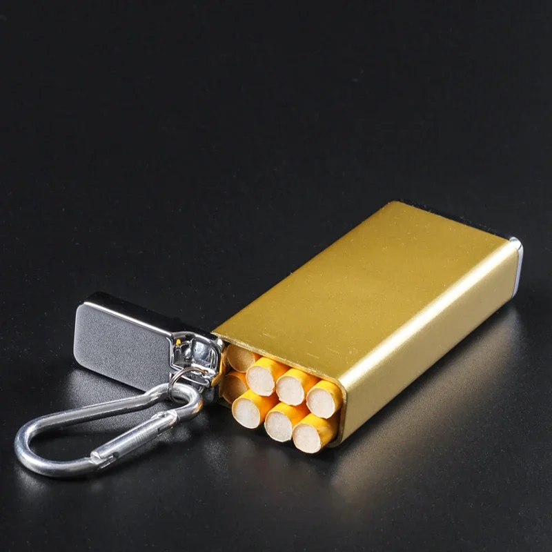 Mini Portable Pocket Cigarette Case with Keychain Multifunction Metal Cigarette Box Ashtray for Outdoor Waterproof