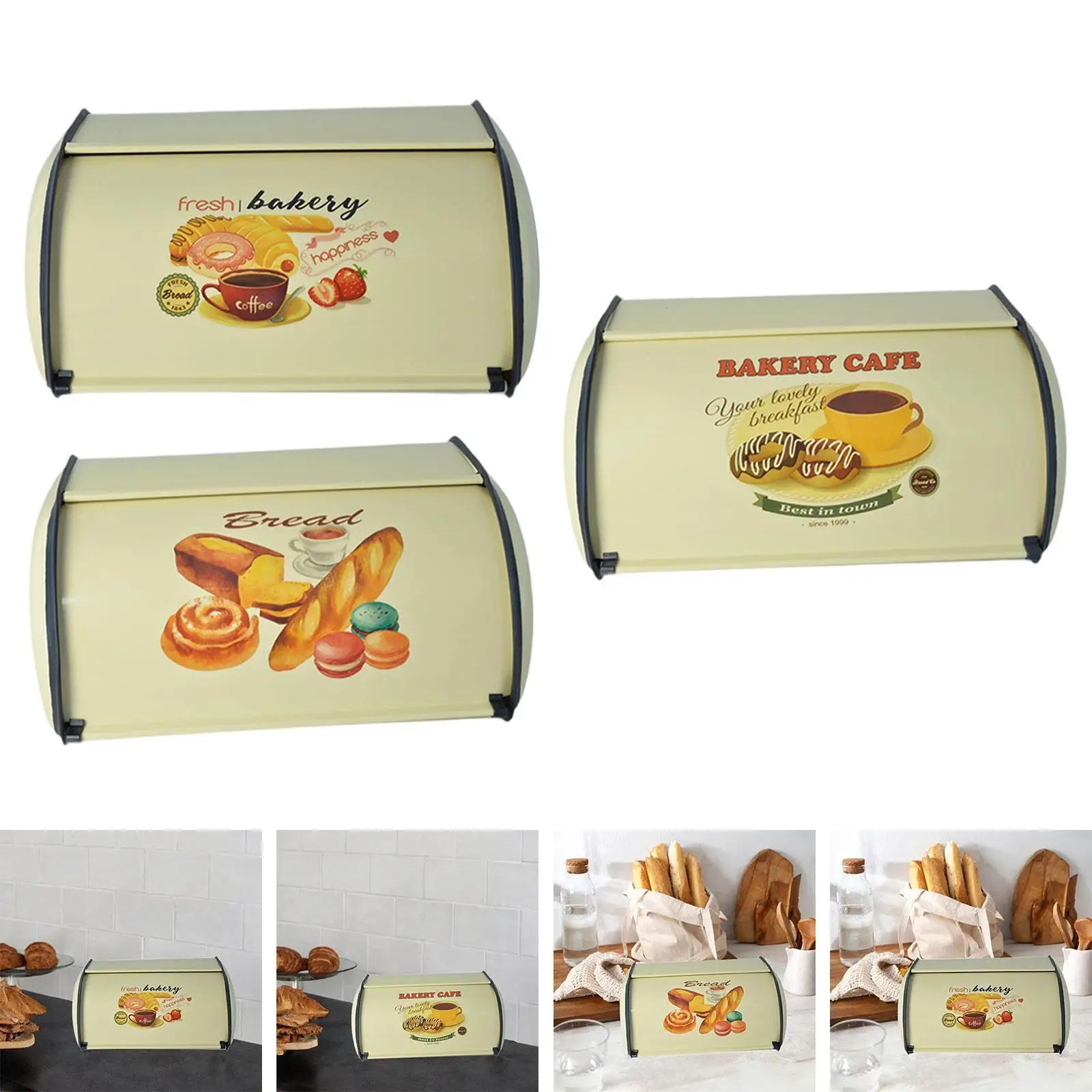 Large Metal Bread Box Kitchen Storage Container for Pantry Table Coffee Shop