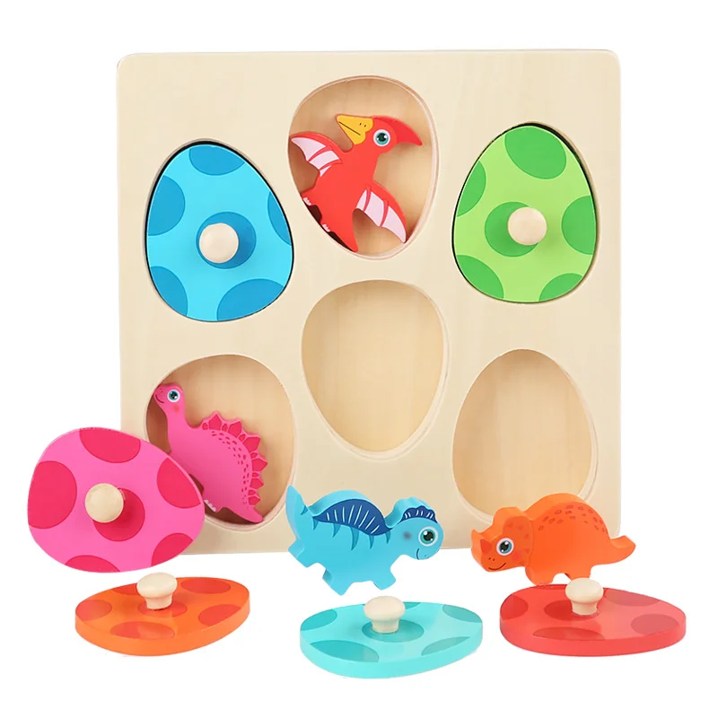 Wood Dinosaur Jigsaw Puzzle for Kids Multi-layer Wooden Peg Puzzle Early Learning Educational Toys Gifts For Toddlers Girls Boys