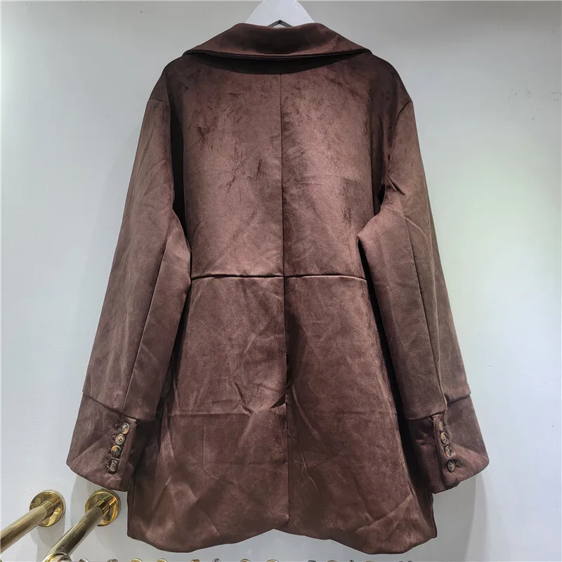 HKSH 春秋の新女性ジャケットシングルブレストポケットタッセルフェイクスエードベルベットブレザーストリートカジュアル潮コート HK12176