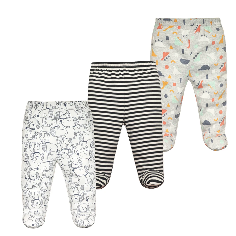 3PCS/Lot Spring Autumn Footed Baby Pants 100% Cotton Baby Girls Boys Clothes Unisex Casual Bottom PP Pants Newborn Baby Clothing