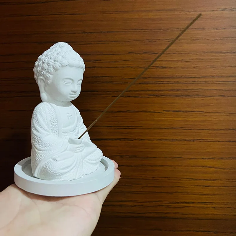 Line Incense Bracket Silicone Mold Concrete Plaster Buddha Statue Design Shakyamuni Epoxy Resin Incense Insert Mould